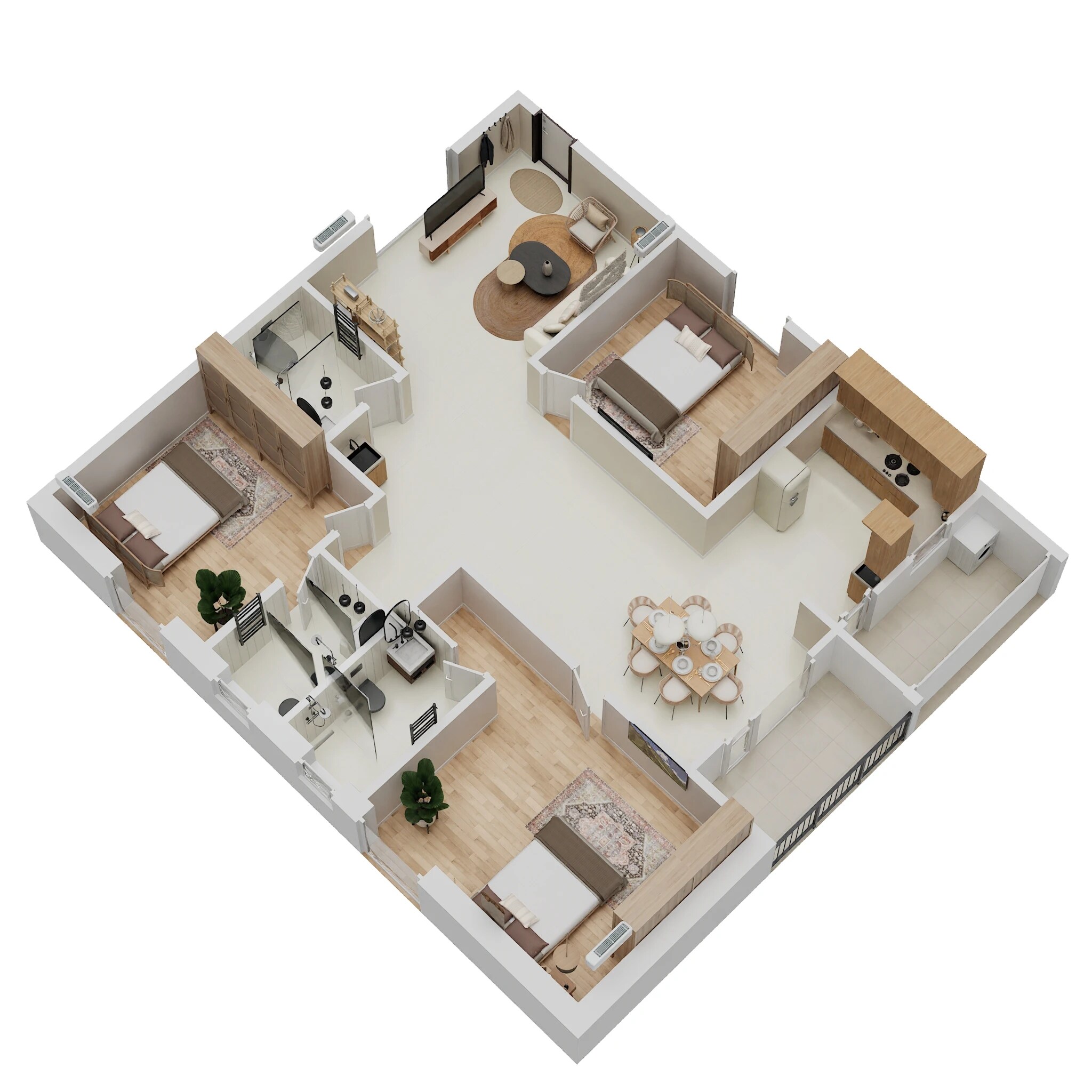 Floor plan of 3 BHK 1533 Sq. Ft. Apartment in STSK Nature Elation, Bangalore