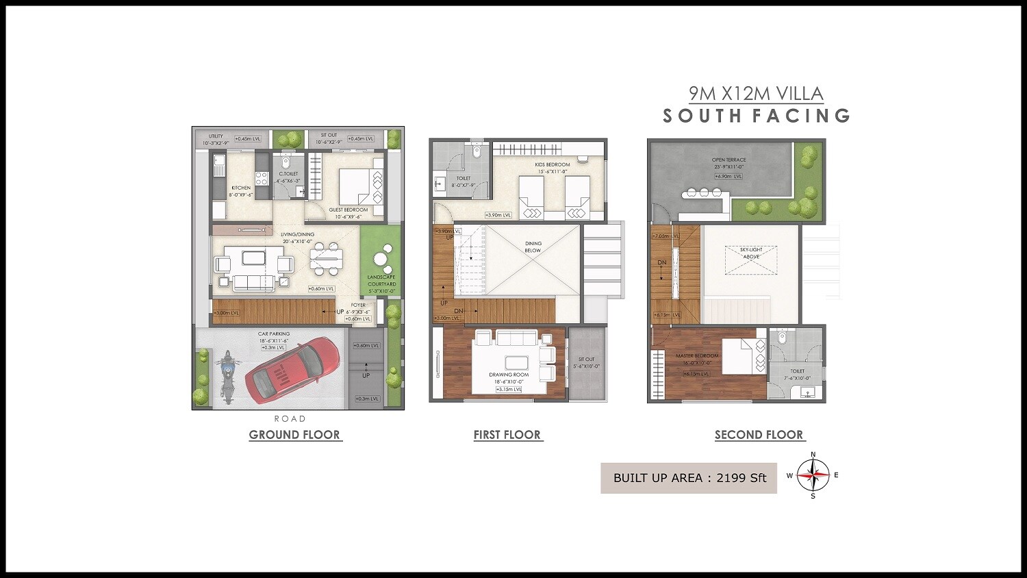 Floor plan of 3 BHK 2199 Sq. Ft. Villa in Subha Ecostone, Bangalore