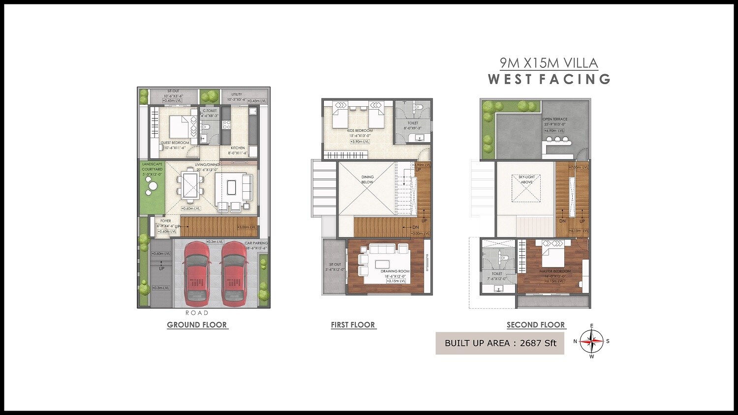 Floor plan of 3 BHK 2687 Sq. Ft. Villa in Subha Ecostone, Bangalore