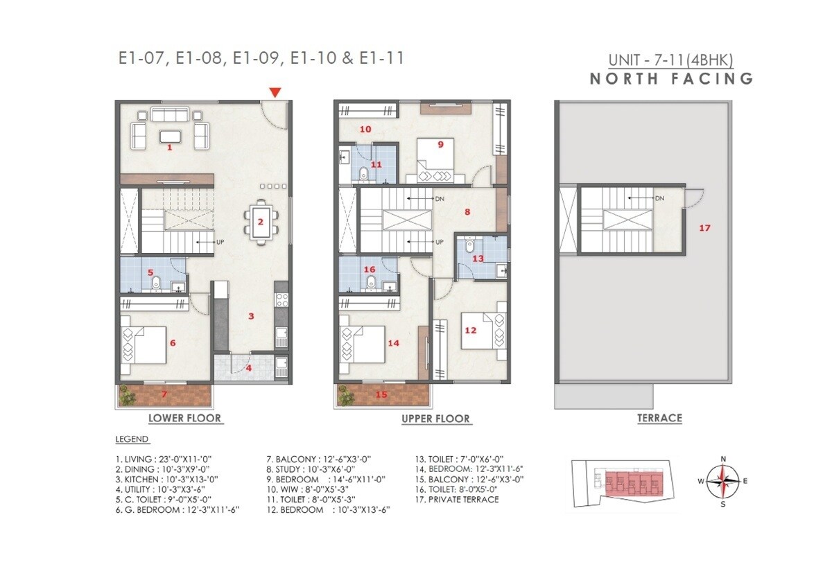 Floor plan of 4 BHK 2792 Sq. Ft. Villament in Subha Eden, Bangalore