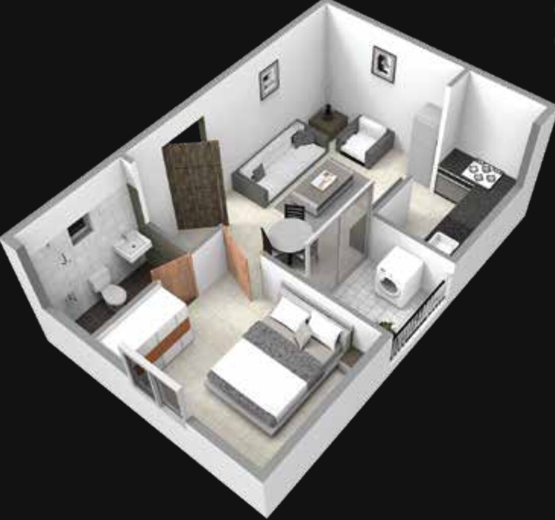 Floor plan of 1 BHK 545 Sq. Ft. Apartment in Subha Elan, Bangalore