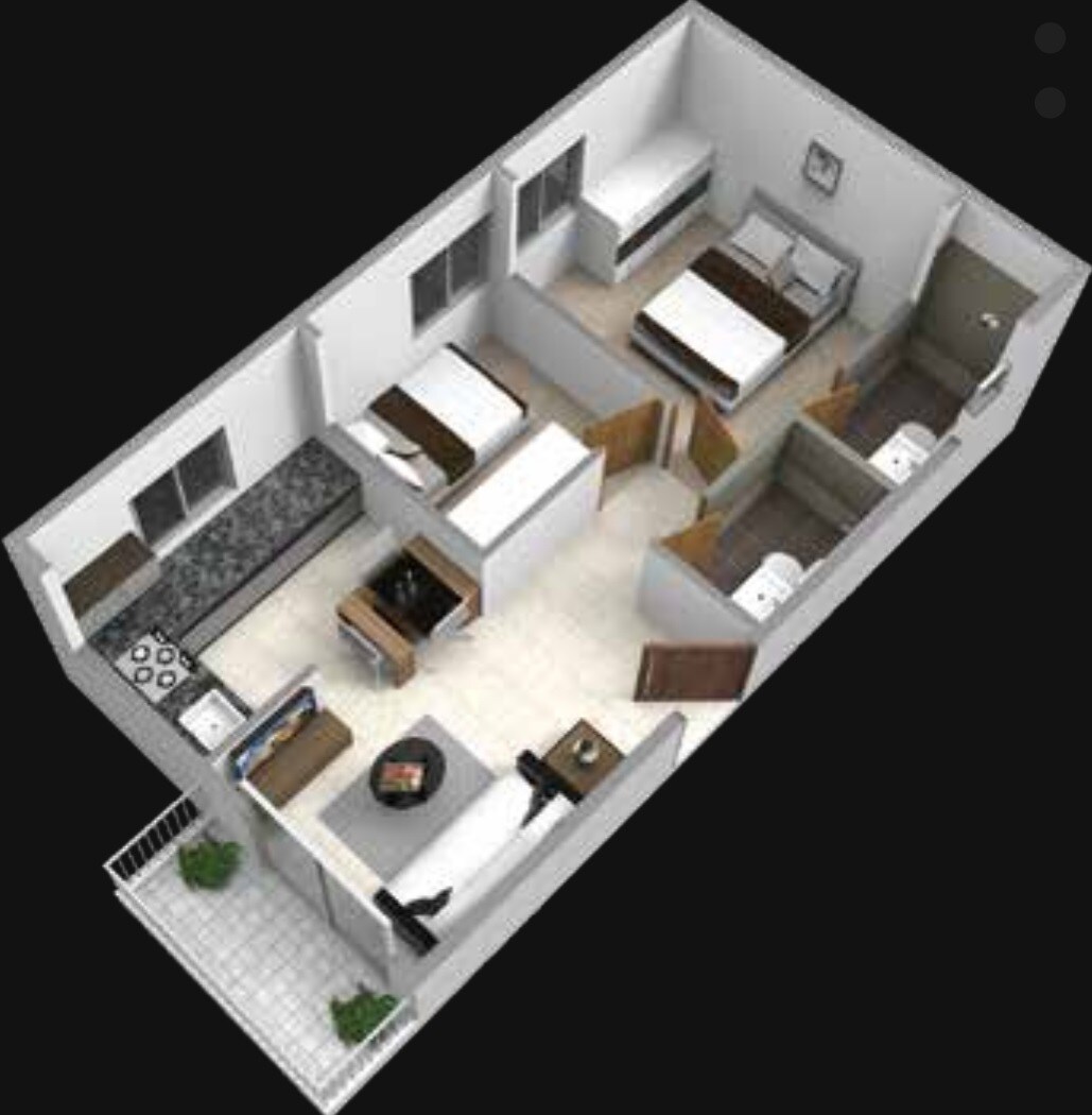Floor plan of 2 BHK 685 Sq. Ft. Apartment in Subha Elan, Bangalore