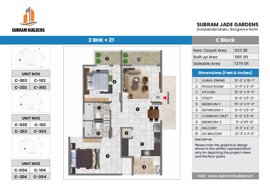 2 BHK 1379 Sq. Ft. Apartment in Subram Jade Gardens