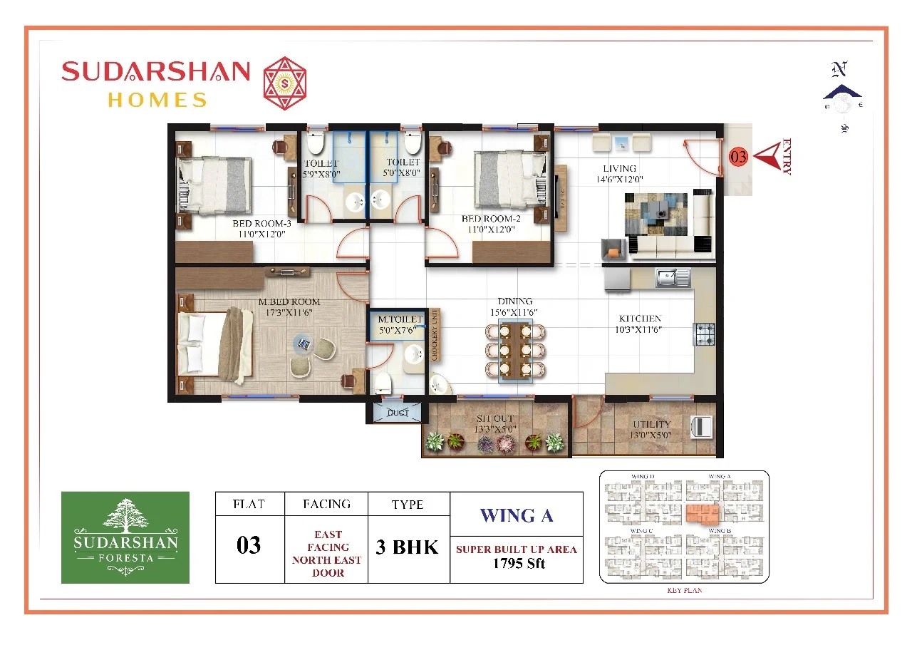 3 BHK 1795 Sq. Ft. Apartment in Sudarshan Foresta