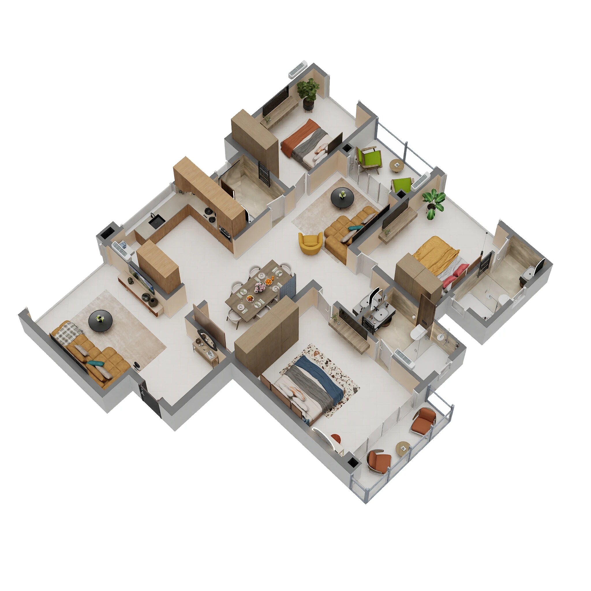 Floor plan of 3 BHK 1807 Sq. Ft. Apartment in Suguna Elite Avenue, Bangalore