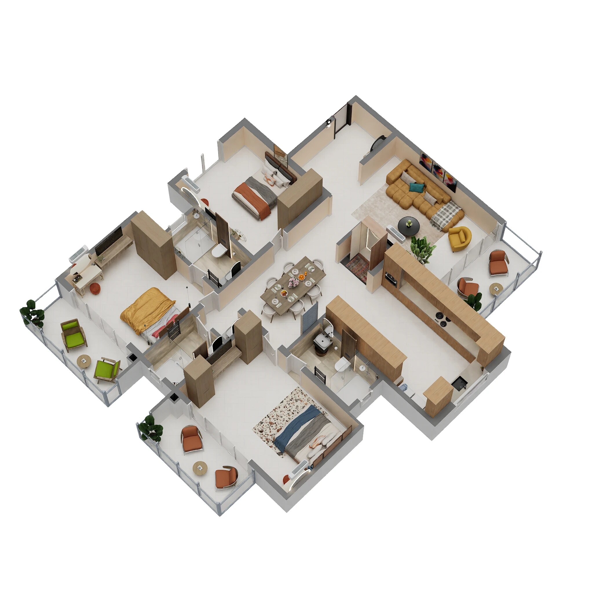 Floor plan of 3 BHK 2346 Sq. Ft. Apartment in Suguna Elite Avenue, Bangalore