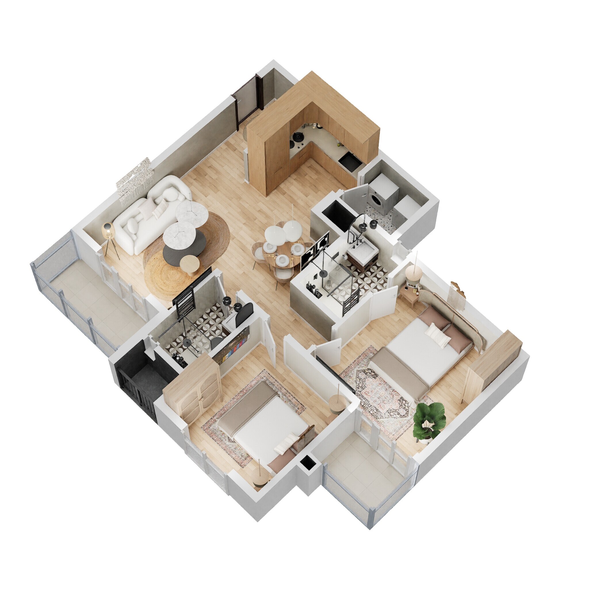 Floor plan of 2 BHK 1010 Sq. Ft. Apartment in Sumadhura Aspire Amber, Bangalore