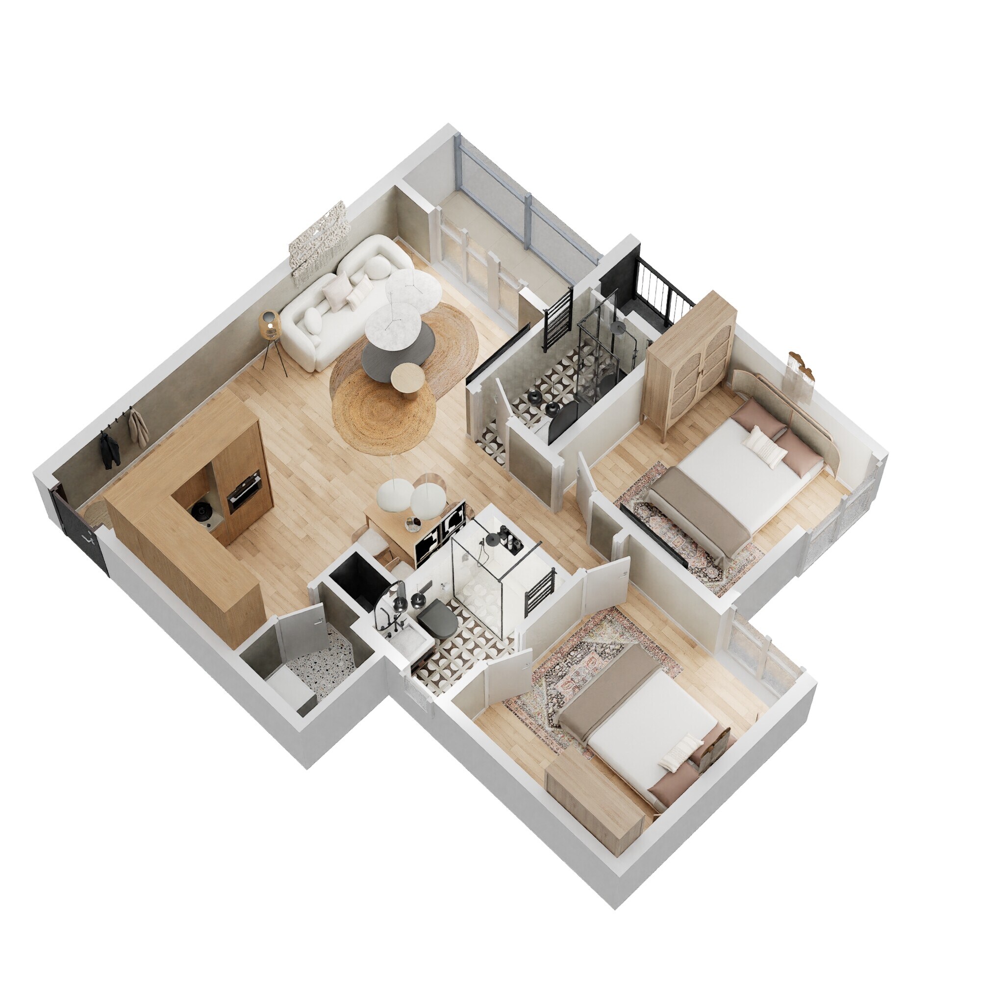 Floor plan of 2 BHK 945 Sq. Ft. Apartment in Sumadhura Aspire Amber, Bangalore