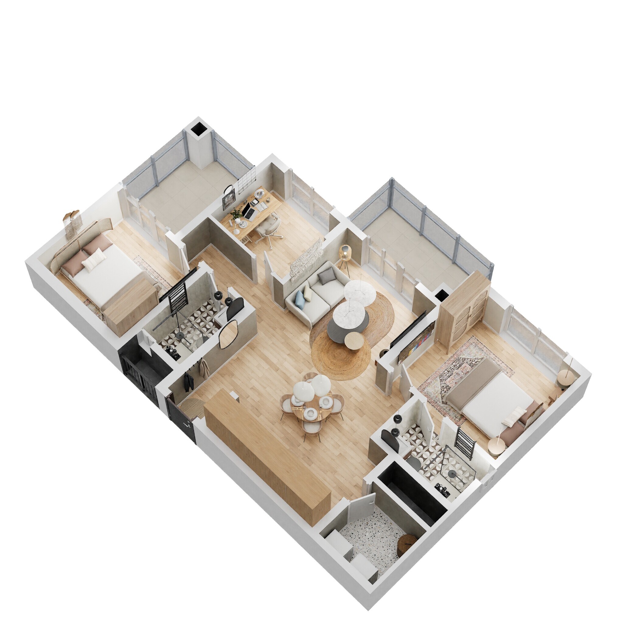 Floor plan of 3 BHK 1135 Sq. Ft. Apartment in Sumadhura Aspire Amber, Bangalore