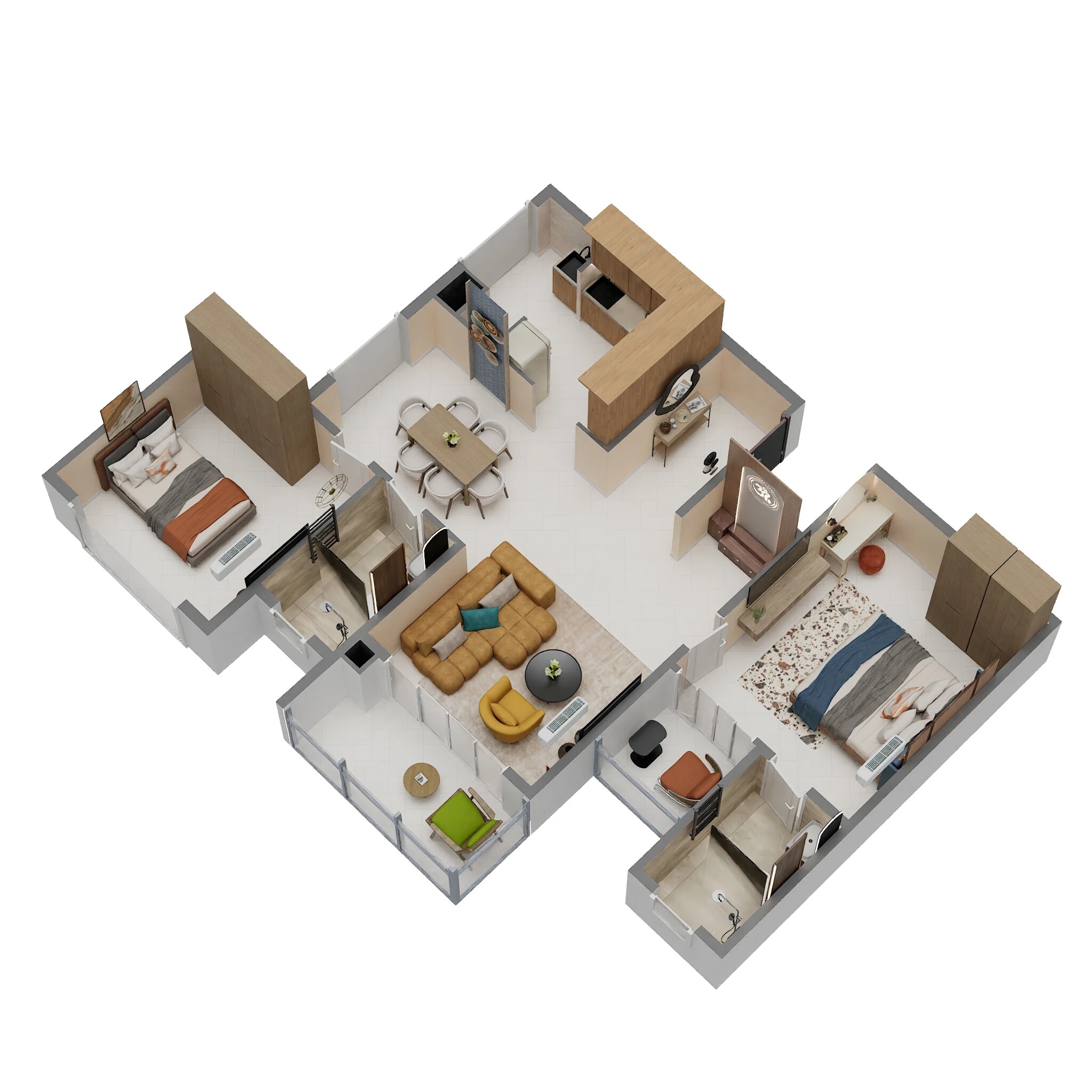 2 BHK 1280 Sq. Ft. Apartment