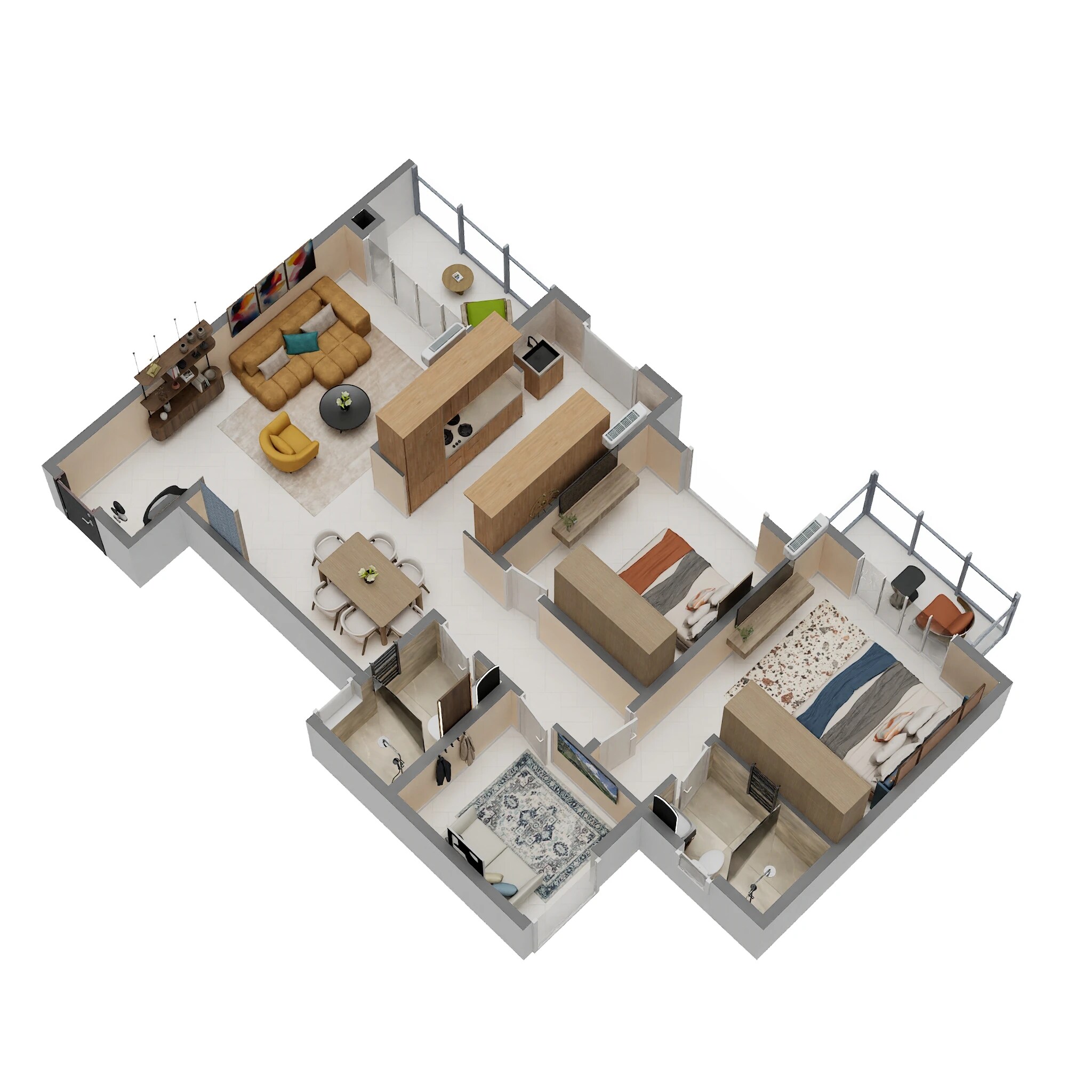 3 BHK 1900 Sq. Ft. Apartment