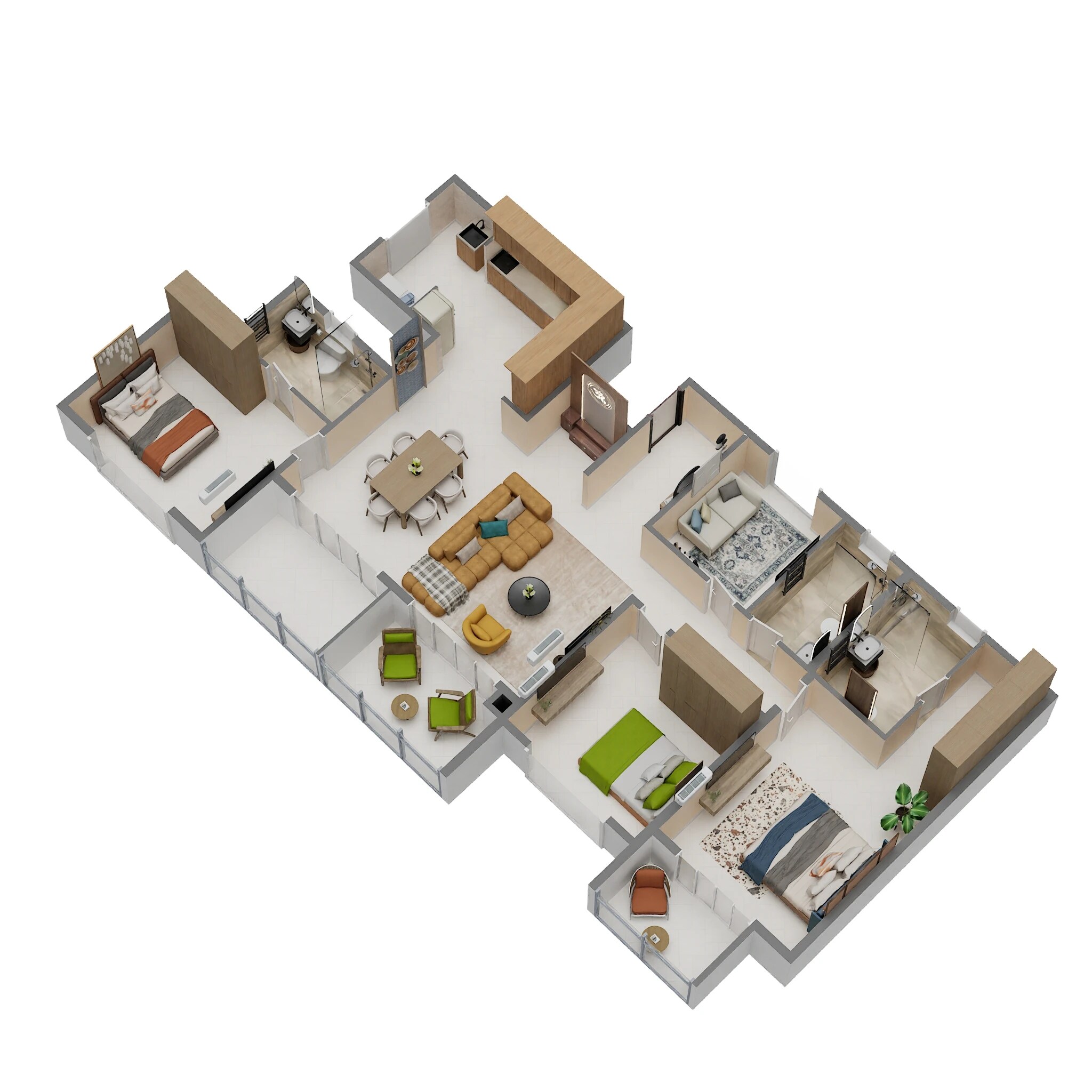 Floor plan of 4 BHK 2090 Sq. Ft. Apartment in Sumadhura Edition, Bangalore
