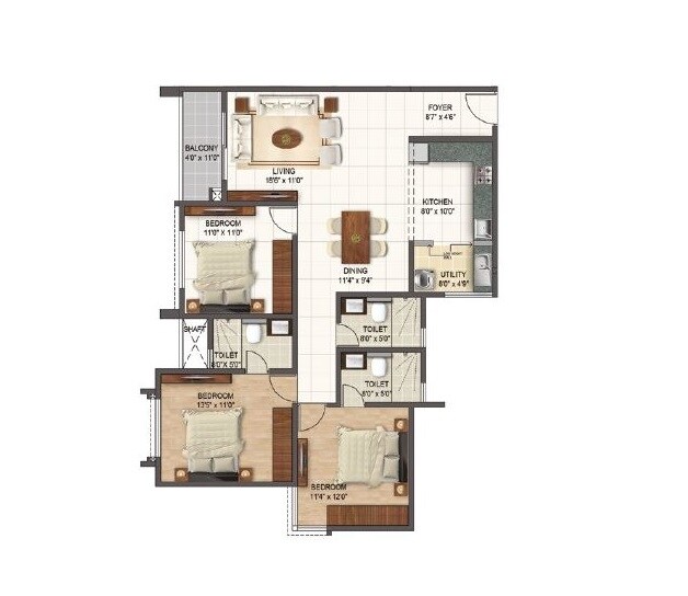  3 BHK Apartment at Sumadhura Folium, Whitefield – for Rent