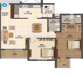 Floor plan of 2 BHK 1370 Sq. Ft. Apartment in Sumadhura Madhuram, Bangalore