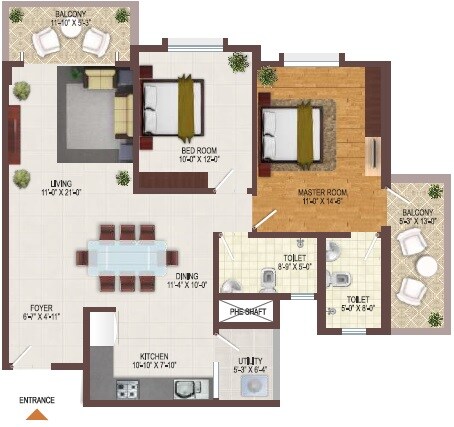 2 BHK 1285 Sq. Ft. Apartment