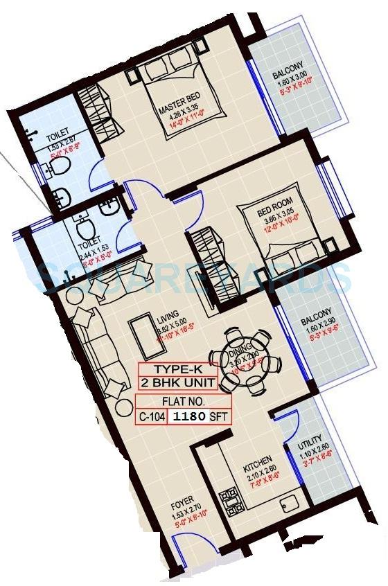 2 BHK 1180 Sq. Ft. Apartment