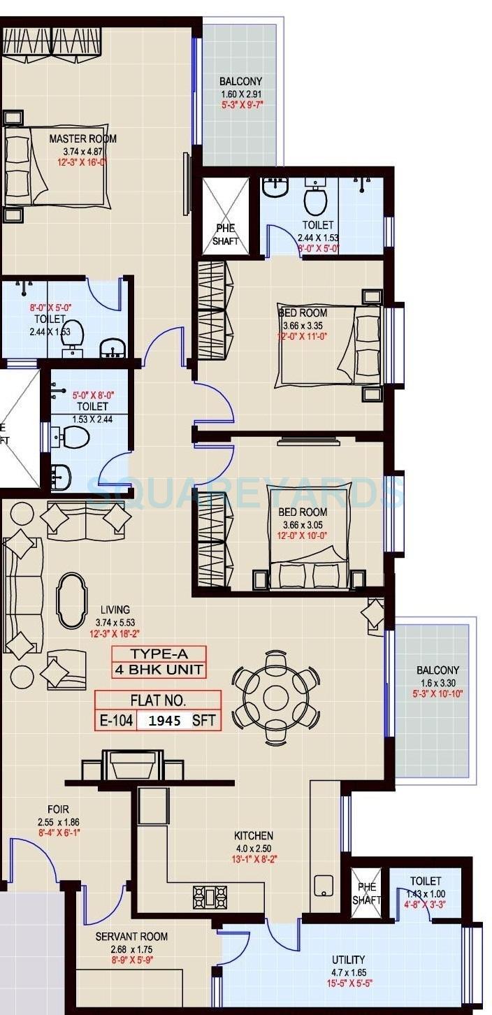 3 BHK 1945 Sq. Ft. Apartment