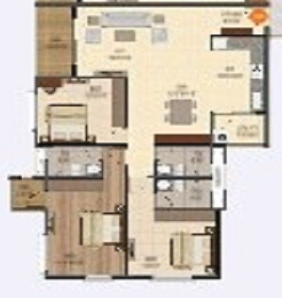 Floor plan of 3 BHK Apartment - 1263 sq. ft. in Sumadhura Silver Ripples, Bangalore