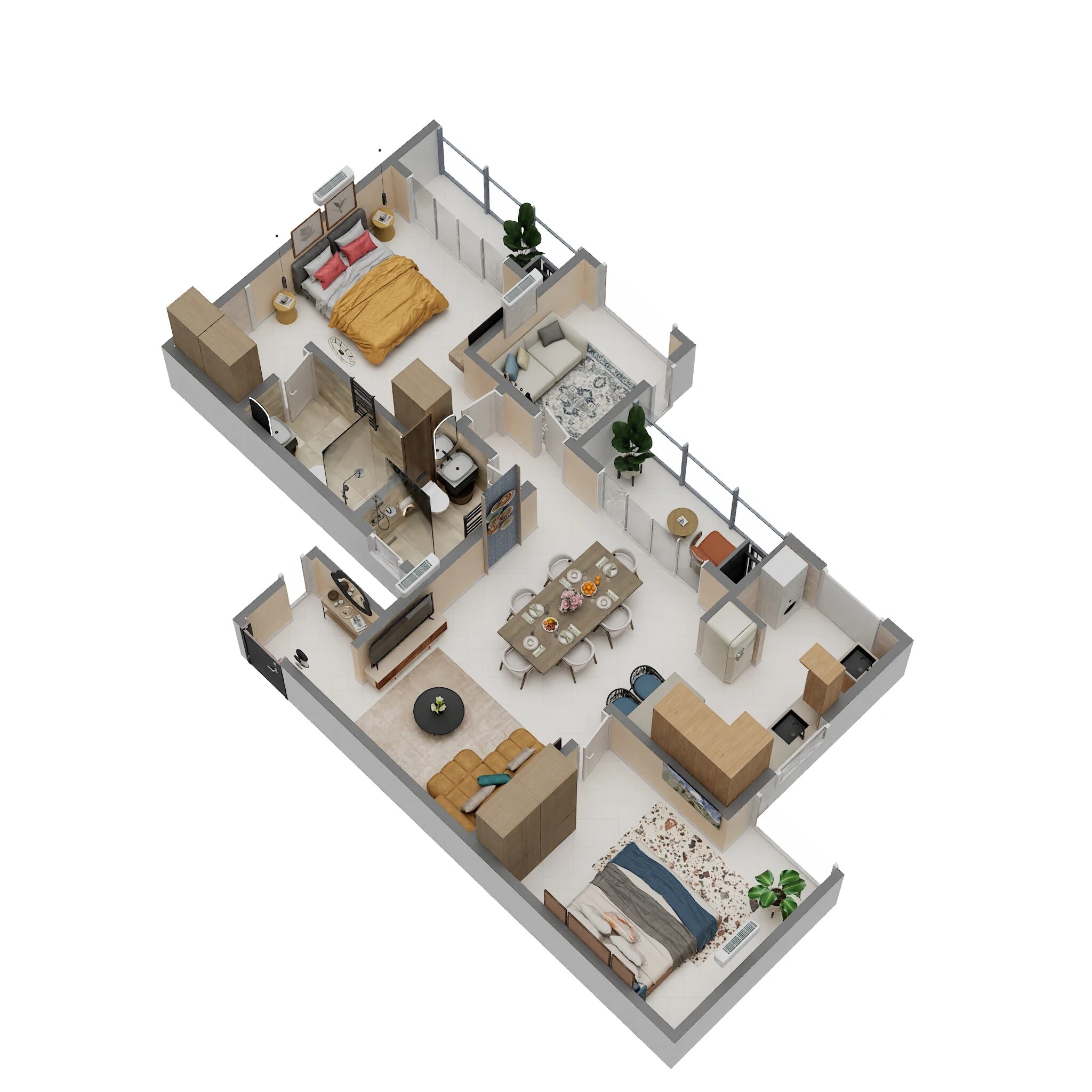 Floor plan of 3 BHK 2250 Sq. Ft. Apartment in Sumadhura Solace, Bangalore