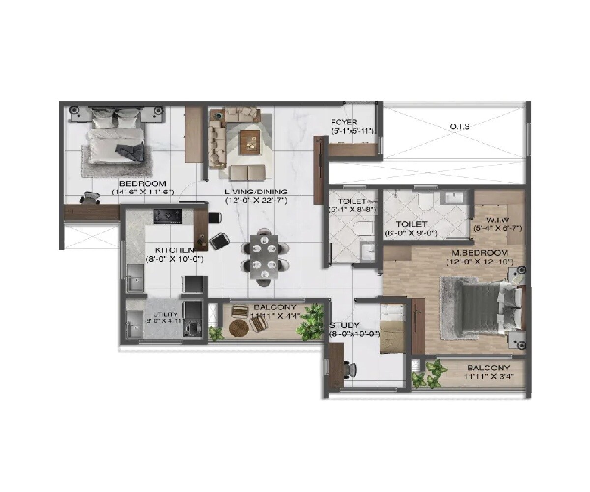 3 BHK 2250 Sq. Ft. Apartment