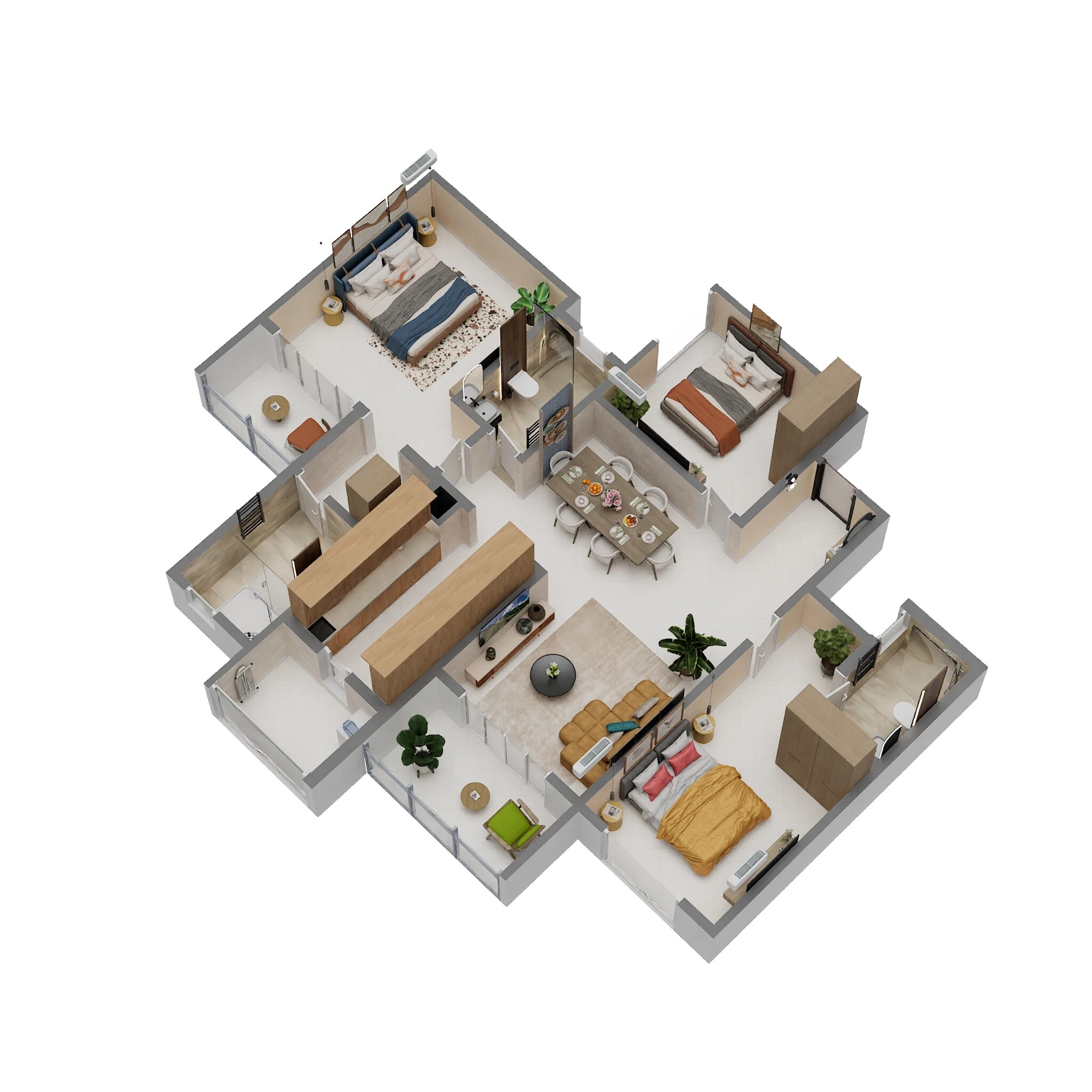Floor plan of 3 BHK 1740 Sq. Ft. Apartment in Sumadhura Solea, Bangalore
