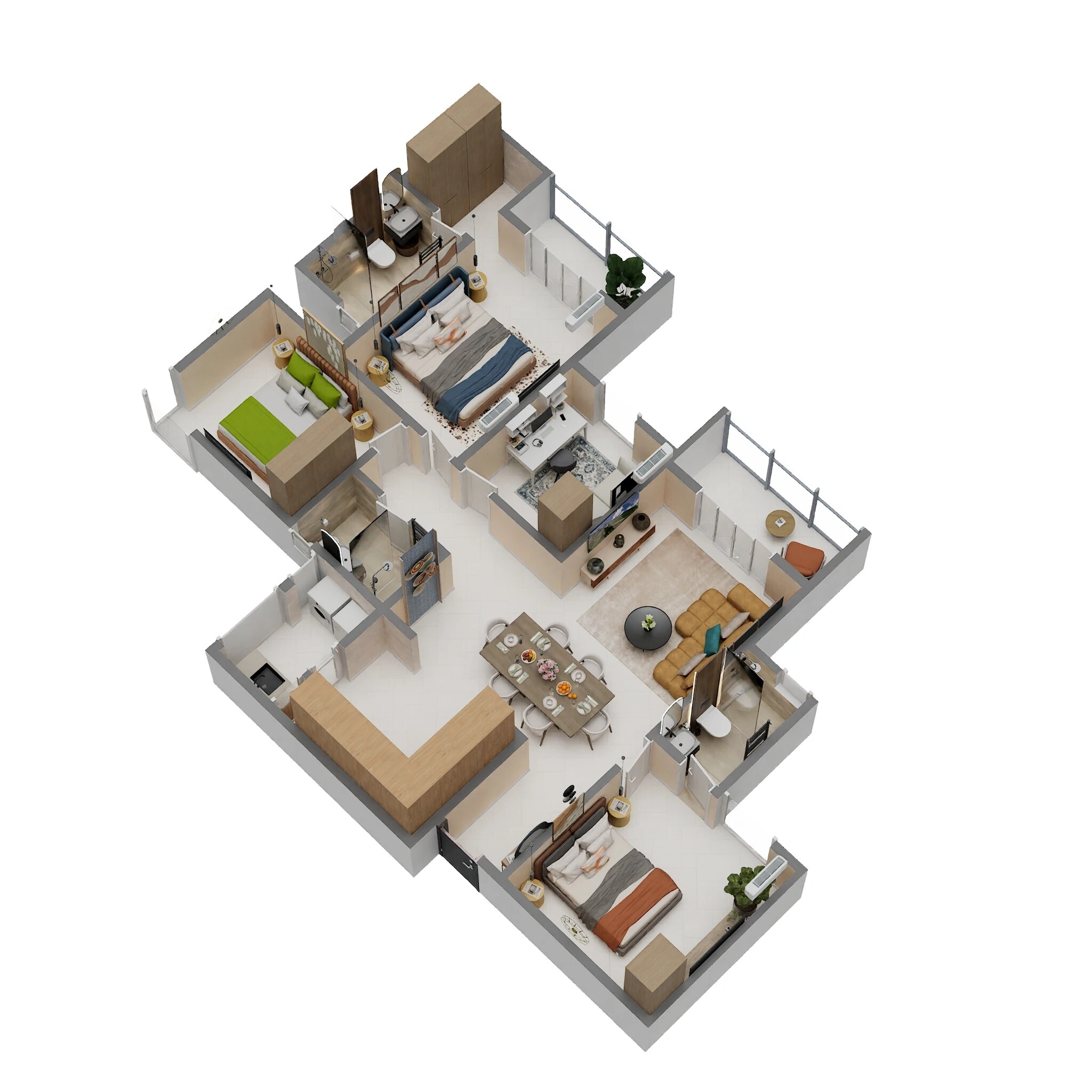Floor plan of 4 BHK 2025 Sq. Ft. Apartment in Sumadhura Solea, Bangalore