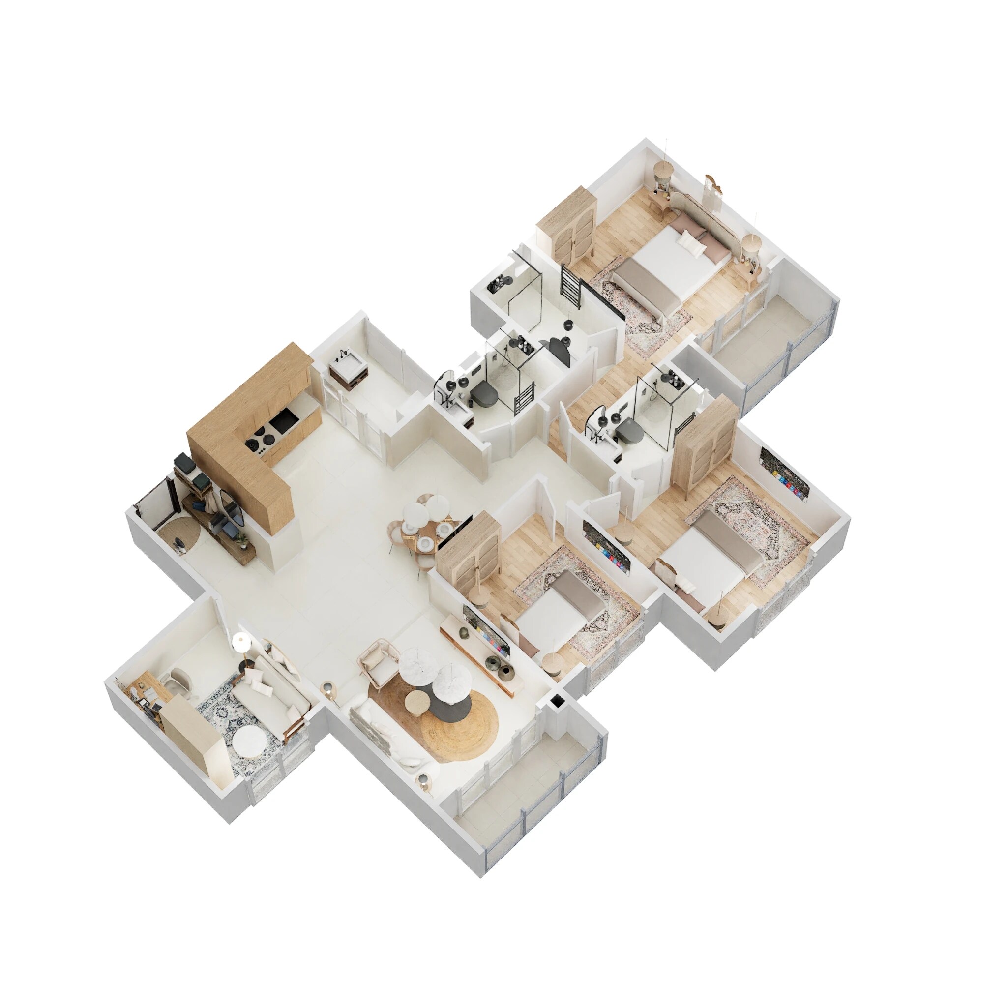 Floor plan of 3 BHK 1955 Sq. Ft. Apartment in Sumadhura Sushantham, Bangalore