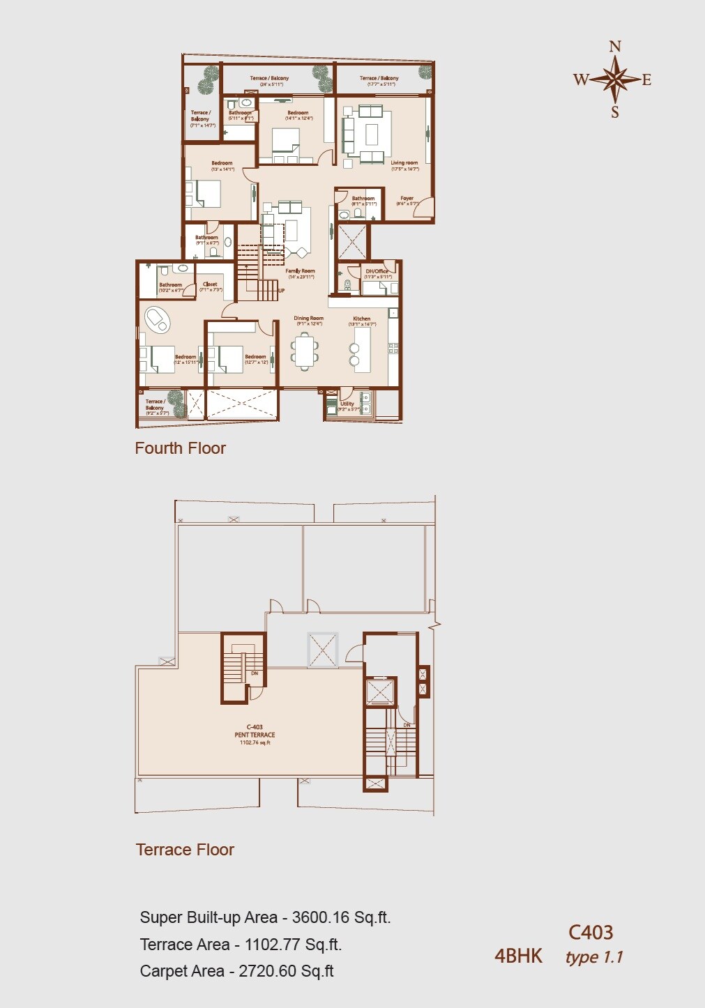 Floor plan of 4 BHK 3600 Sq. Ft. Villament in Sumo Echoes Of Eden, Bangalore
