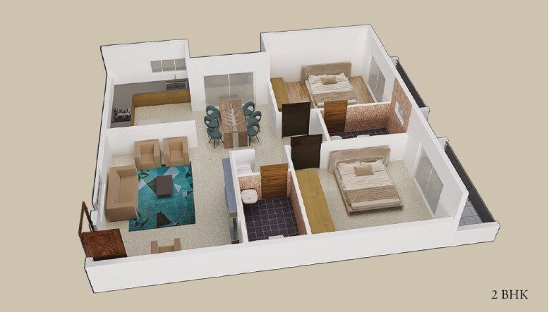 Floor plan of 2 BHK 1209 Sq. Ft. Apartment in Sunrise Serenity, Bangalore