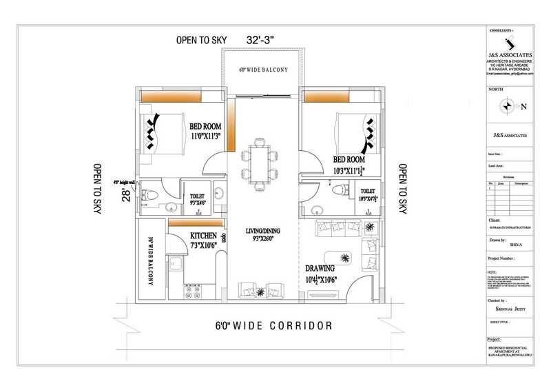 Floor plan of 2 BHK 1277 Sq. Ft. Apartment in Suprabhat Shreem Brezee, Bangalore