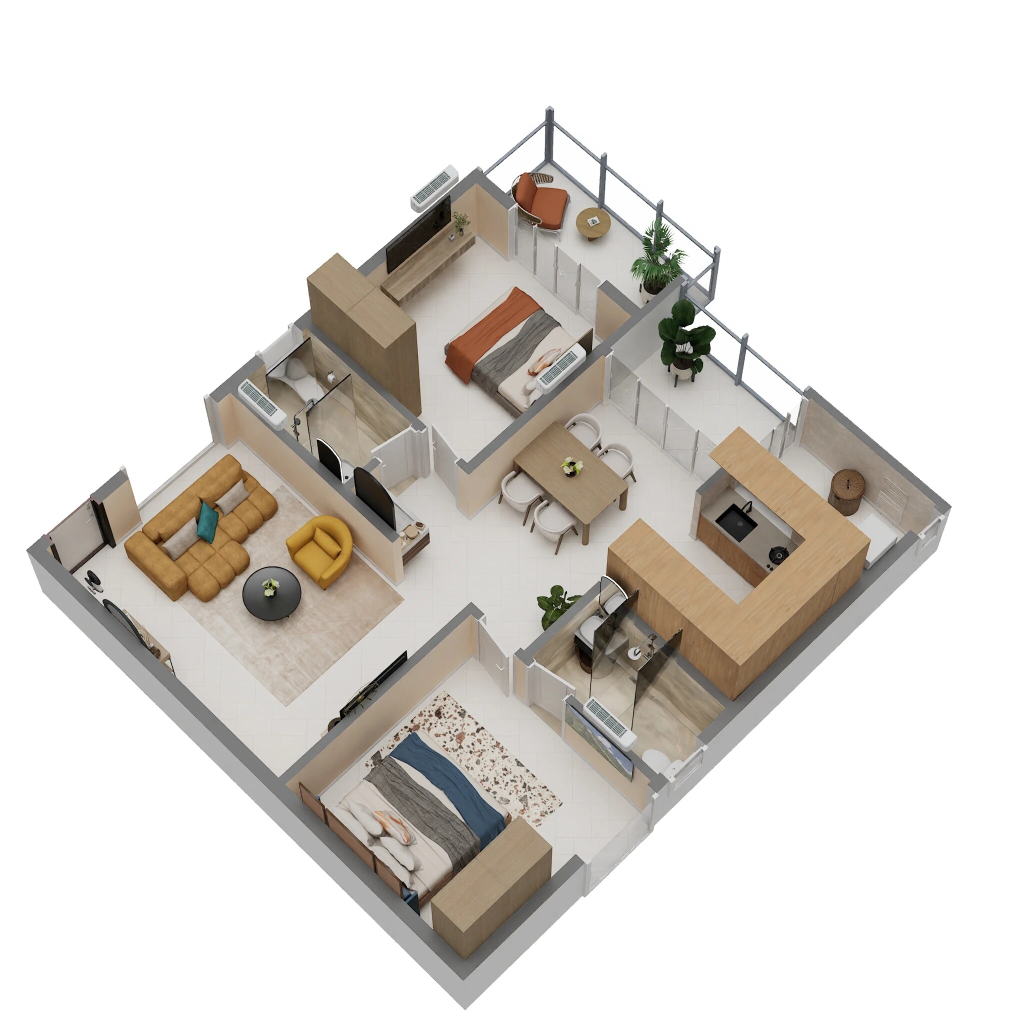 Floor plan of 2 BHK 1135 Sq. Ft. Apartment in Suraksha Sunrise Park, Bangalore
