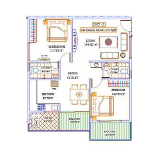 2 BHK 1135 Sq. Ft. Apartment