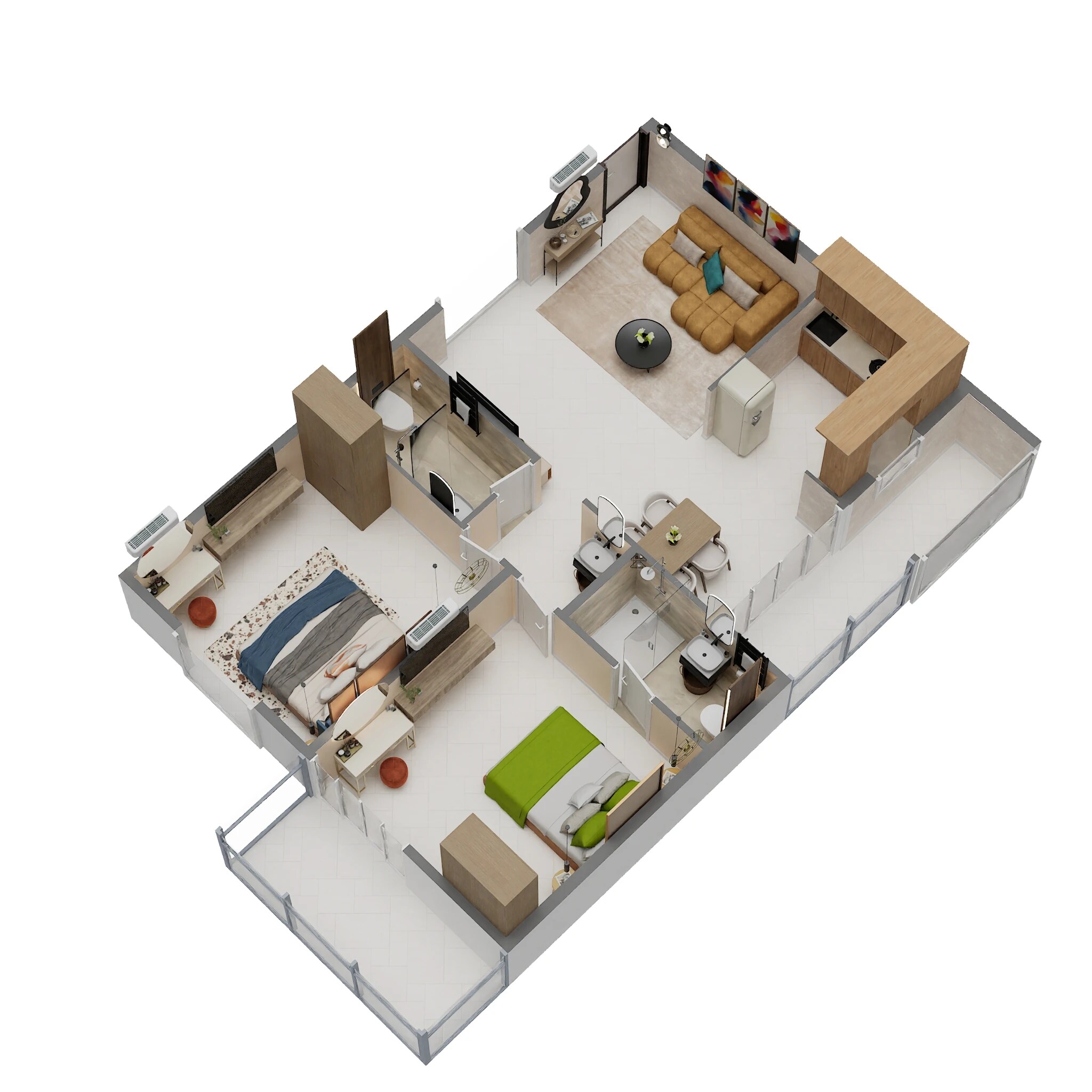 Floor plan of 2 BHK 1155 Sq. Ft. Apartment in Suraksha Sunrise Park, Bangalore