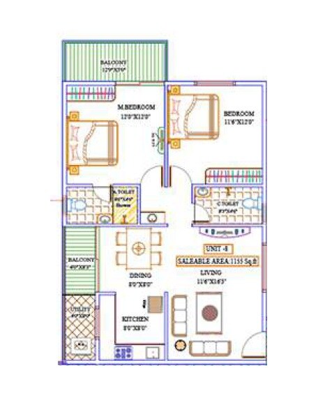 2 BHK 1155 Sq. Ft. Apartment