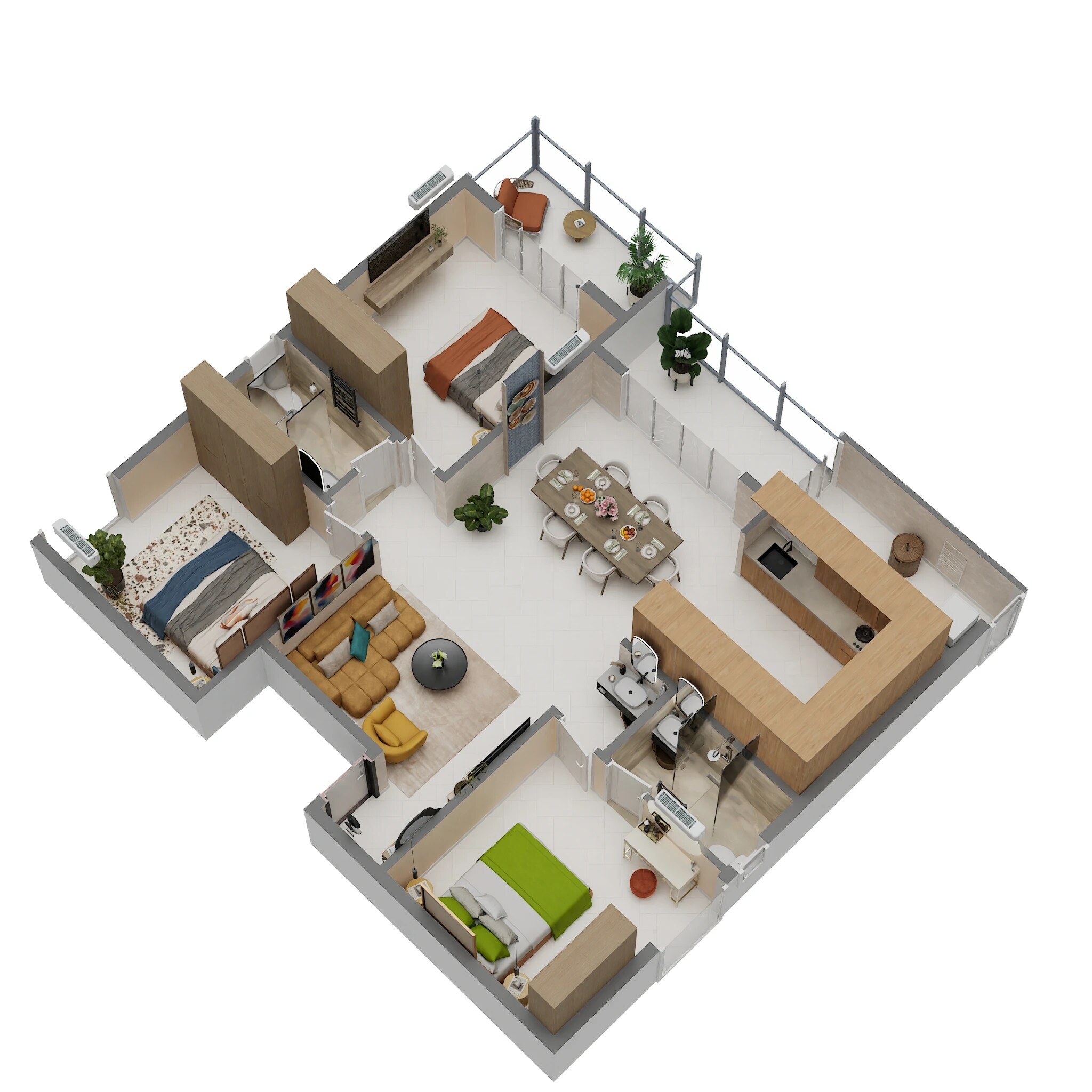 Floor plan of 3 BHK 1485 Sq. Ft. Apartment in Suraksha Sunrise Park, Bangalore