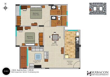  2 BHK Apartment at Surbacon Cedar, Electronic City Phase ii – for Rent
