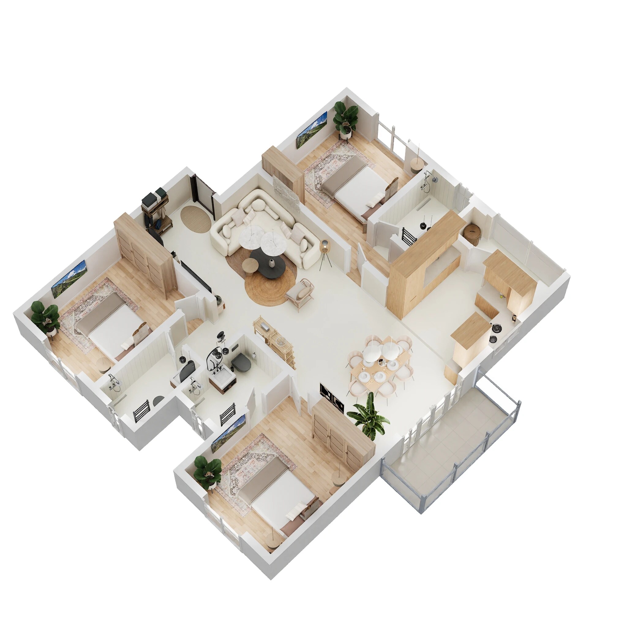 Floor plan of 3 BHK 1620 Sq. Ft. Apartment in Surya Serene Skyline, Bangalore