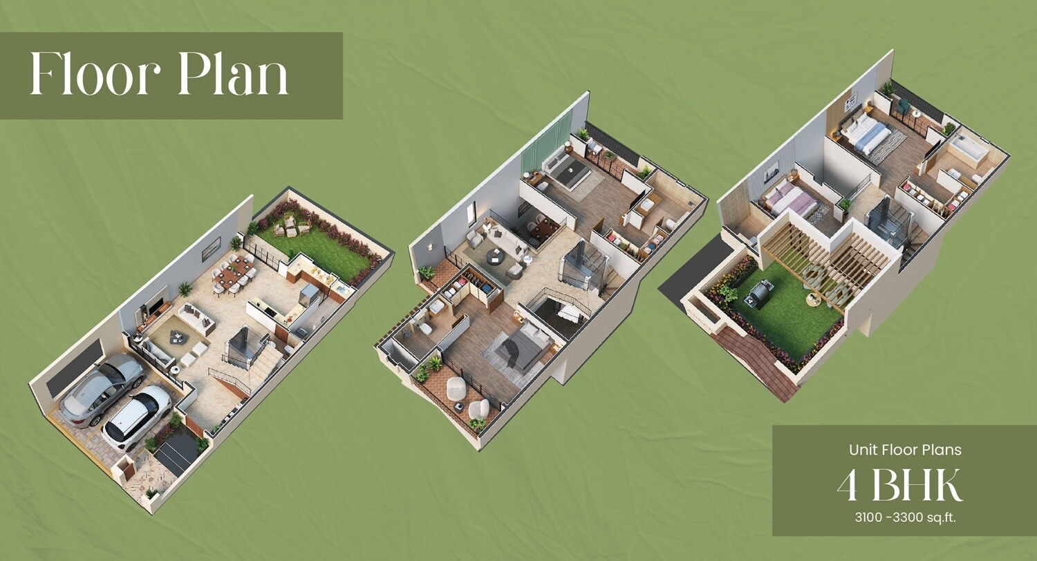Floor plan of 4 BHK 3300 Sq. Ft. Villa in Surya Valencia, Bangalore