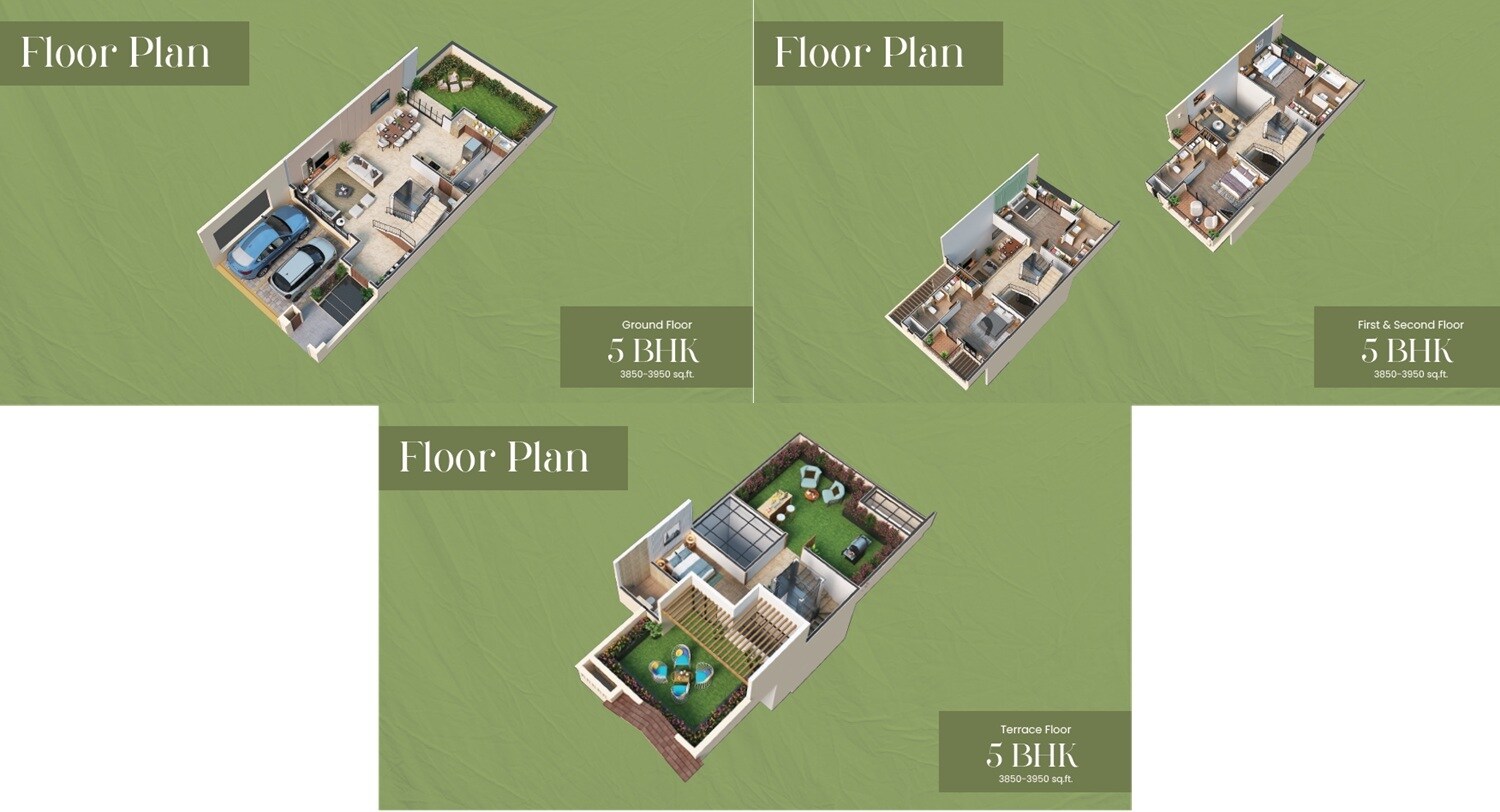 Floor plan of 5 BHK 3950 Sq. Ft. Villa in Surya Valencia, Bangalore