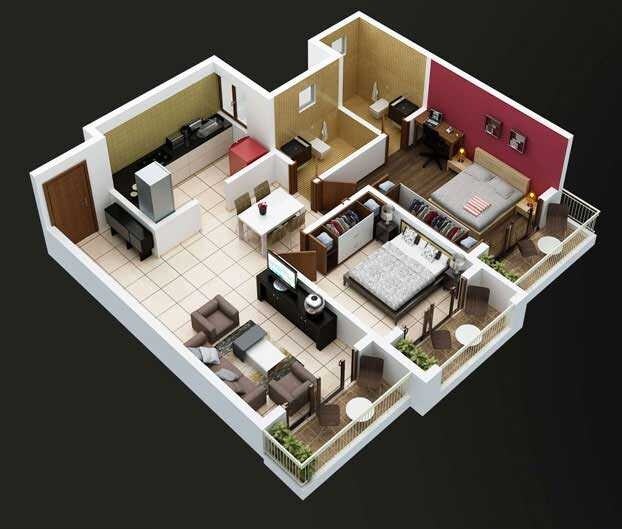 Floor plan of 2 BHK 1135 Sq. Ft. Apartment in Suvastu Astoria Park, Bangalore