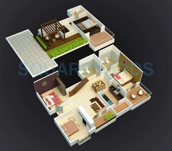Floor plan of 2 BHK 1340 Sq. Ft. Apartment in Suvastu King George Avenue, Bangalore