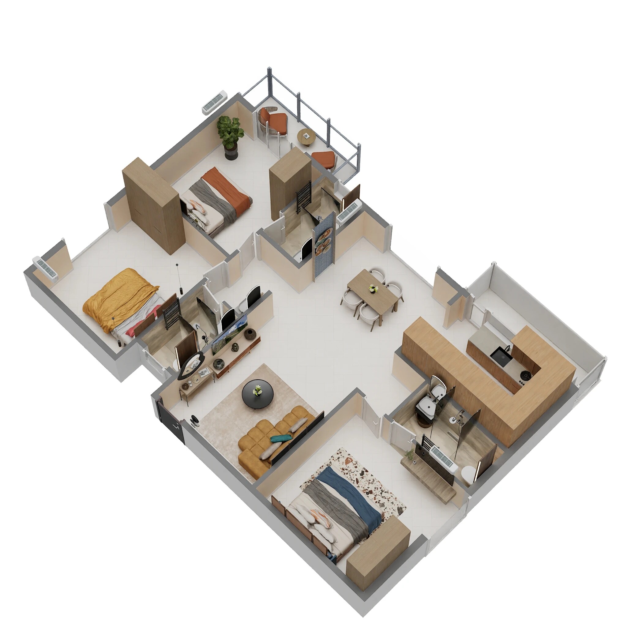 Floor plan of 3 BHK 1500 Sq. Ft. Apartment in Suvrith Shelter, Bangalore