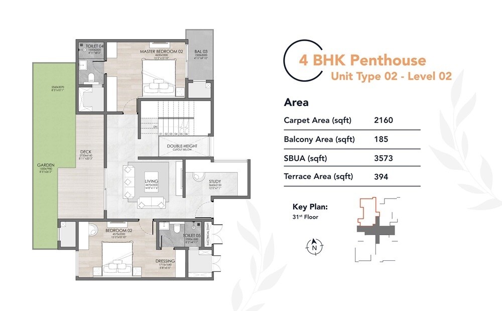 Floor plan of 4 BHK 3573 Sq. Ft. Penthouse in Suyug The 1, Bangalore