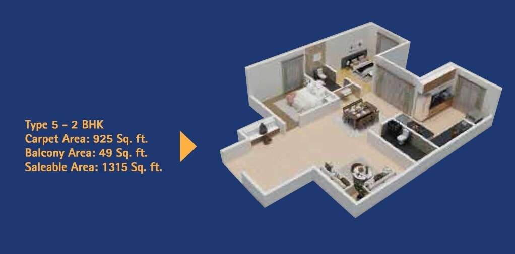 Floor plan of 2 BHK 1315 Sq. Ft. Apartment in SV Polaris, Bangalore