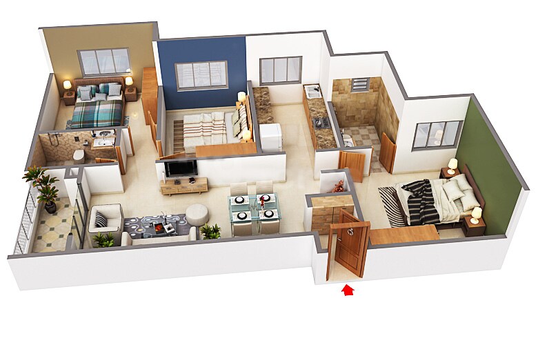 Floor plan of 3 BHK 1394 Sq. Ft. Apartment in Svamitva Emerald Square, Bangalore