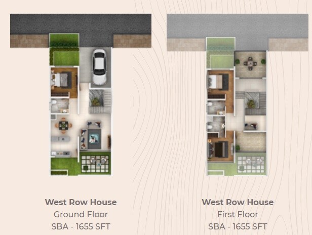 Floor plan of 3 BHK 1655 Sq. Ft. Villa in Svamitva Codename Wellness, Bangalore