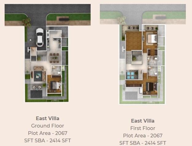 Floor plan of 4 BHK 2414 Sq. Ft. Villa in Svamitva Codename Wellness, Bangalore