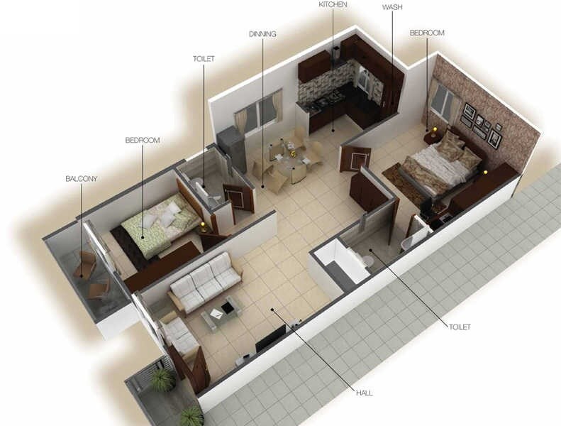 Floor plan of 2 BHK 1099 Sq. Ft. Apartment in SVS Signature, Bangalore