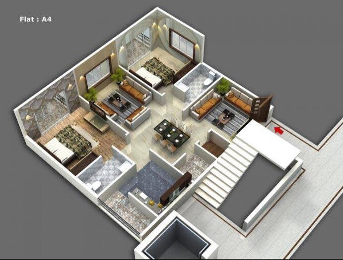 Floor plan of 2 BHK 1301 Sq. Ft. Apartment in SVS Silver Woods, Bangalore