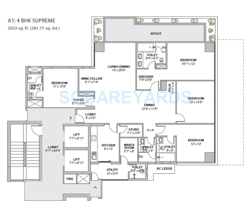  4 BHK Apartment at Tata The Promont, Hosakerehalli – for Rent